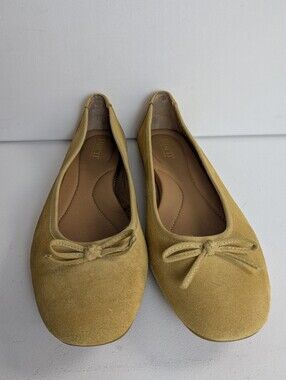 Born Ballet Flats Yellow (Mustard) Leather Suede Size 9 Comfort